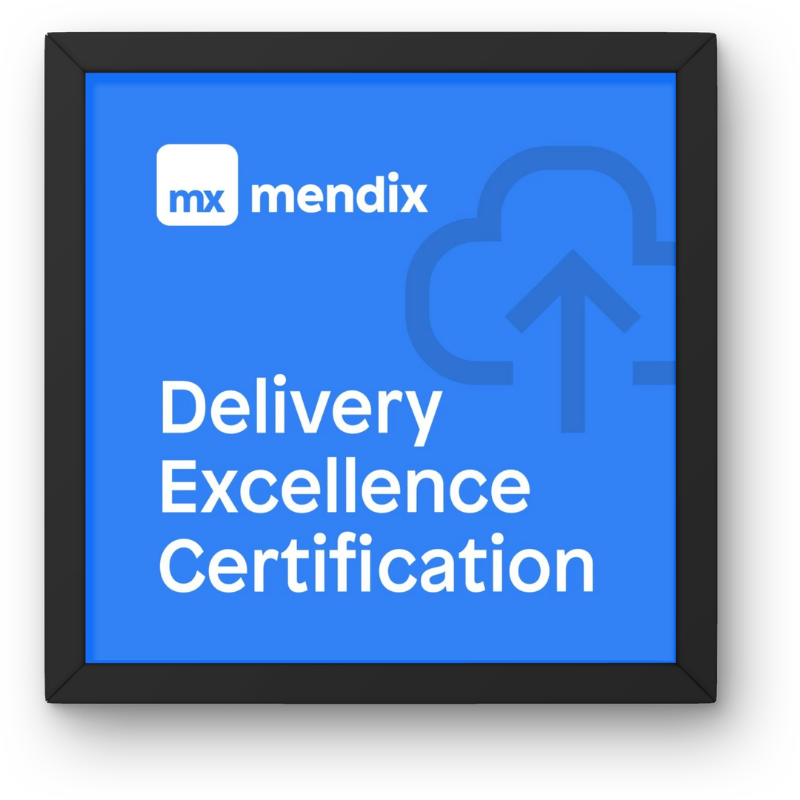 Ingelijst certificaat Mendix Delivery Excellence Certification